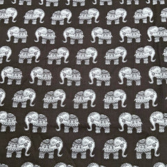 Gajraj Digitally Printed Umber Cotton Fabric with Elephant Motifs