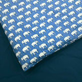 Gajraj Digitally Printed Powder Blue Cotton Fabric with Elephant Motifs
