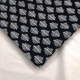 Warli - Digitally Printed Cotton Fabric with Fern motif on Black Base