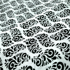 Warli - Digitally Printed Cotton Fabric with Floral motif on White Base