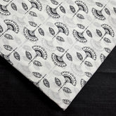 Warli - Digitally Printed Cotton Fabric with Floral motif on White Base