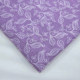 Digitally Printed White Floral Veils Mal Cotton Fabric on Lilac Base
