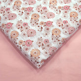 Digitally Printed Multicolor Floral Mal Cotton Fabric on white Base