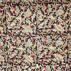 Chitralipi Kalamkari on Black Cotton Base with Floral Pattern Base