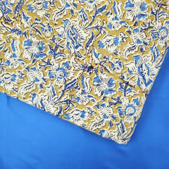 Chitralipi Kalamkari on Mustard Cotton Base with Floral Pattern