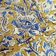 Chitralipi Kalamkari on Mustard Cotton Base with Floral Pattern