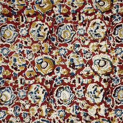 Chitralipi Kalamkari on Deep Red Cotton Base with Intricate Floral Pattern