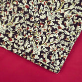 Chitralipi Kalamkari on Black Cotton Base with Floral Pattern