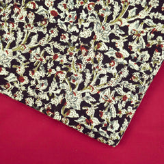 Chitralipi Kalamkari on Black Cotton Base with Floral Pattern