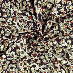 Chitralipi Kalamkari on Black Cotton Base with Floral Pattern