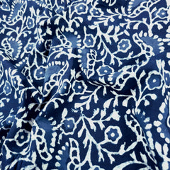 Neelgarhi Indigo on Deep Red Cotton Base with Floral Pattern