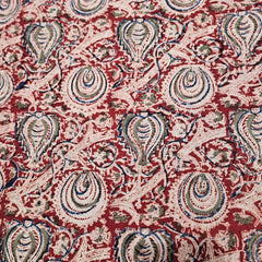 Chitralipi Kalamkari on Maroon Cotton Base with Floral Pattern