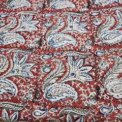 Chitralipi Kalamkari on Reddish - Brown Cotton Base with Floral Pattern