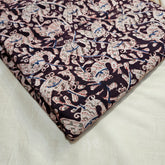 Chitralipi Kalamkari on Dark Brown Cotton Base with Floral Pattern