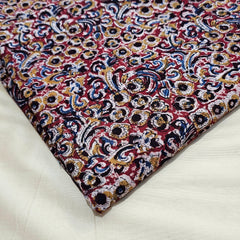 Chitralipi Kalamkari on Red Cotton Base with Floral Pattern