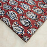 Chitralipi Kalamkari on Rust Red Cotton Base with Paisley Pattern
