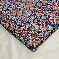 Chitralipi Kalamkari on Maroon Red Cotton Base with Floral Pattern
