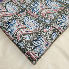 Chitralipi Kalamkari on Moss Green Cotton Base with Floral Pattern