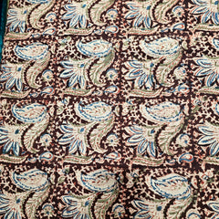 Chitralipi Kalamkari on Dark Mocha Brown Cotton Base with Floral Pattern