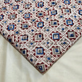 Chitralipi Kalamkari on Cream Cotton Base with Geometric Pattern