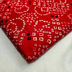Printed Bandhani on Red Glace Cotton