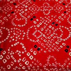 Printed Bandhani on Red Glace Cotton