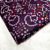 Printed Bandhani on Dark Purple Glace Cotton