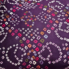 Printed Bandhani on Dark Purple Glace Cotton