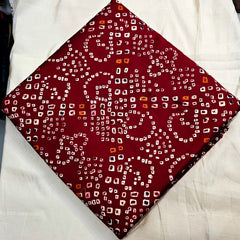 Printed Bandhani on Maroon Glace Cotton