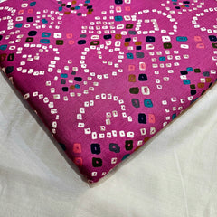 Printed Bandhani on Pinkish Purple Glace Cotton