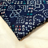 Printed Bandhani on Navy Blue Glace Cotton