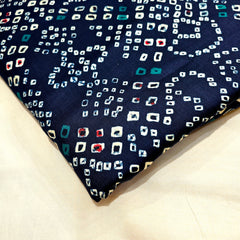 Printed Bandhani on Navy Blue Glace Cotton
