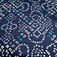 Printed Bandhani on Navy Blue Glace Cotton