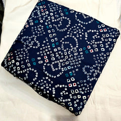 Printed Bandhani on Navy Blue Glace Cotton