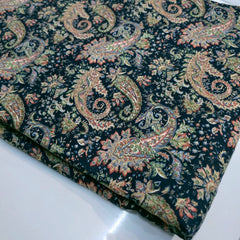 Navy Blue Digitally Printed Paisley Print on Cotton Fabric