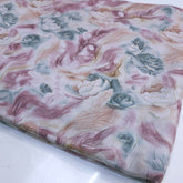 Abstarct Floral Print Cotton Fabric in Shades of Mauve, Teal & Beige