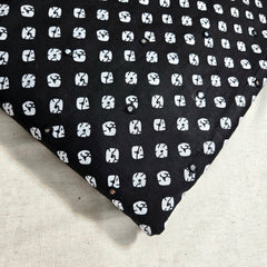 Printed Bandhani on Black Cotton with Mirror Highlights