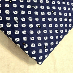Printed Bandhani on Indigo Blue Cotton with Mirror Highlights