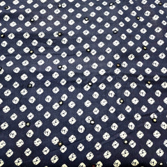 Printed Bandhani on Indigo Blue Cotton with Mirror Highlights