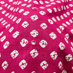 Printed Bandhani on Pink Cotton with Mirror Highlights