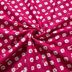Printed Bandhani on Pink Cotton with Mirror Highlights