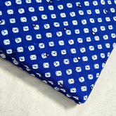 Printed Bandhani on Royal Blue Cotton with Mirror Highlights