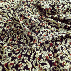 Chitralipi Kalamkari on Black Cotton Base with Floral Pattern