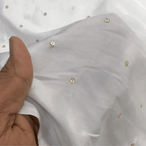 Dyeable Crepe Fabric with Gold Sequin Butta Motif