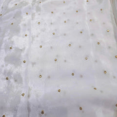 Dyeable Crepe Fabric with Gold Sequin Butta Motif