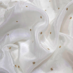 Dyeable Crepe Fabric with Gold Sequin Butta Motif