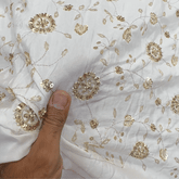 Dyeable Crepe Fabric with Circular Floral Vine Pattern