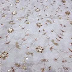 Dyeable Crepe Fabric with Floral Vine Pattern