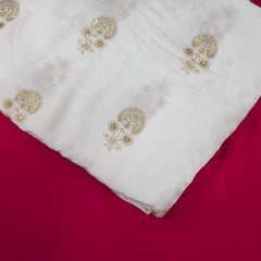 Dyeable Crepe Fabric with Gold Zari and Sequin Floral Motif