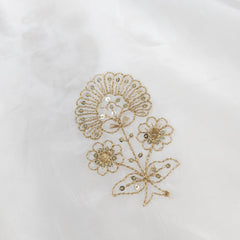 Dyeable Crepe Fabric with Gold Zari and Sequin Floral Motif